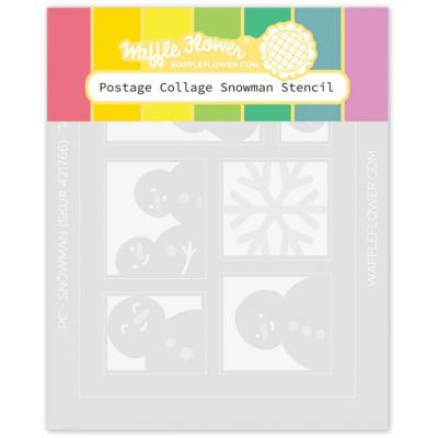 Waffle Flower Stencil - Postage Collage Snowman